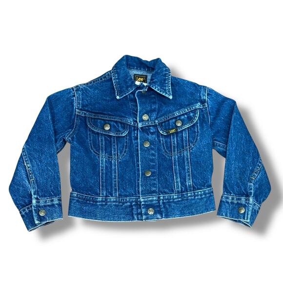 Vintage Lee Boys Size 7 Blue Denim Jacket - Picture 1 of 5